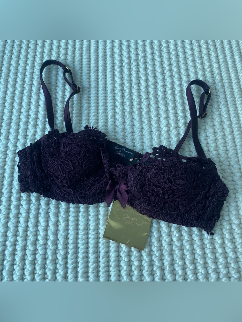 Agent Provocateur Soirée Gene Aubergine Deep Plum Lace Balconette Bra 34B